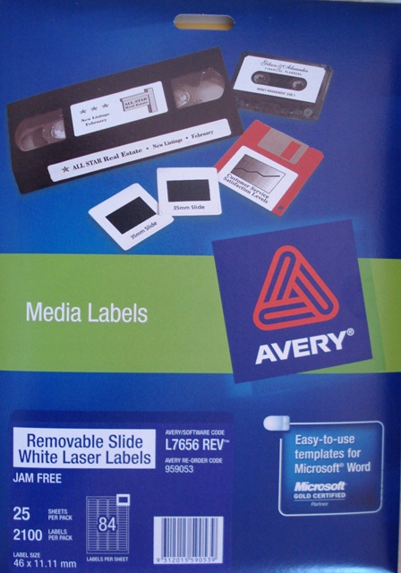 Avery 959053 L7656-25 Removable 35mm Slide Laser Label 46x11.1mm
